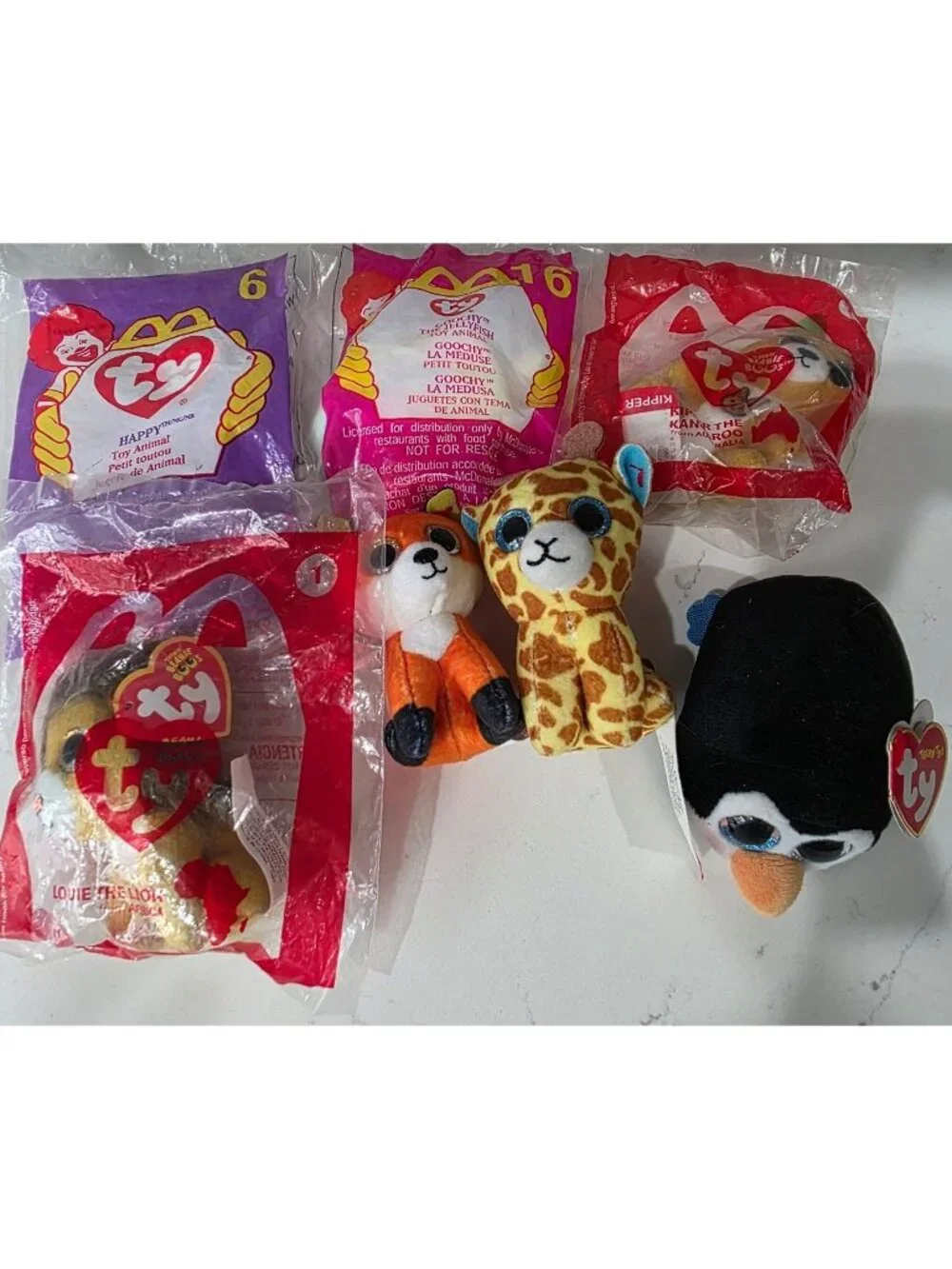 Lot of 7 TY Beanies 6 MCDonald's Happy Meal Toys 1 Teeny Ty Pocket